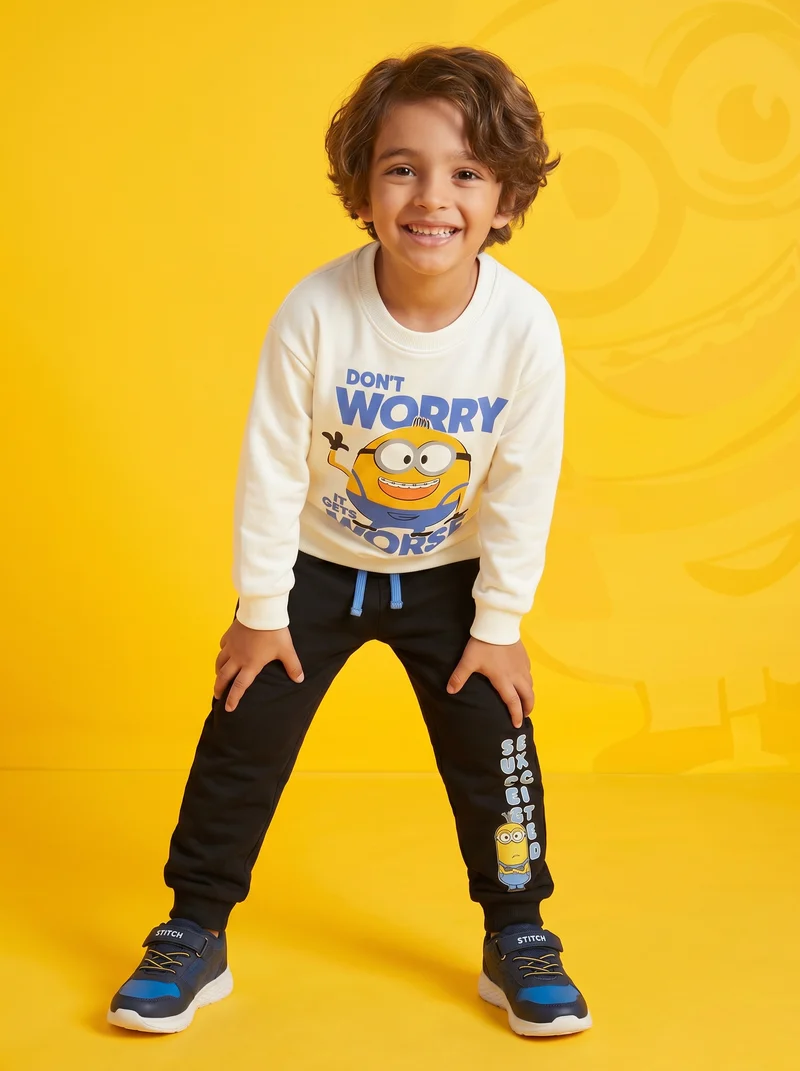 Jogger Minions in cotone nero con elastico - Nero