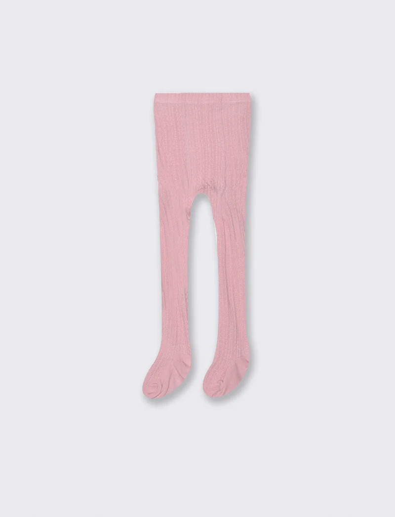 Calze calde con lavorazione a treccine - Rosa polvere