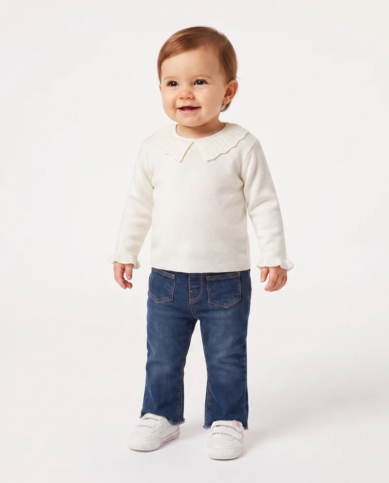 Maglia e maglioncino colletto romantico - Bianco panna