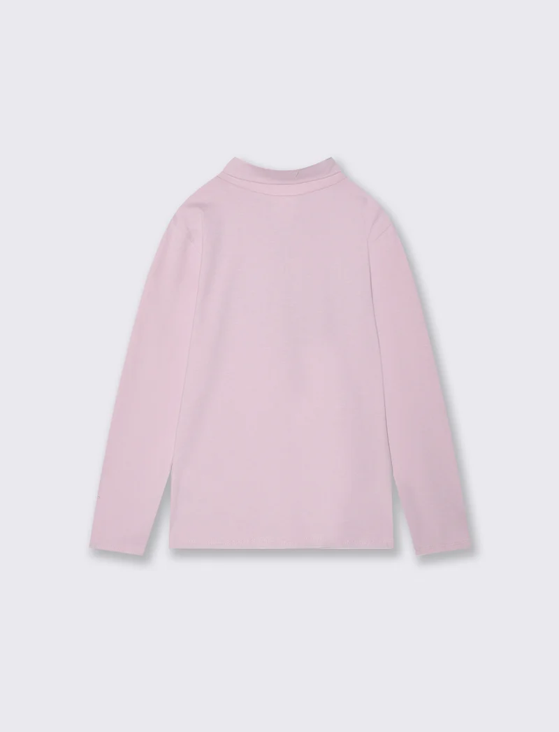 Lupetto manica lunga in cotone elastico - Rosa polvere
