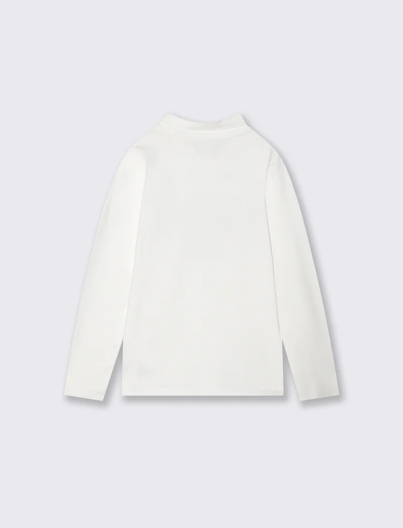 Lupetto manica lunga in cotone elastico - Bianco latte