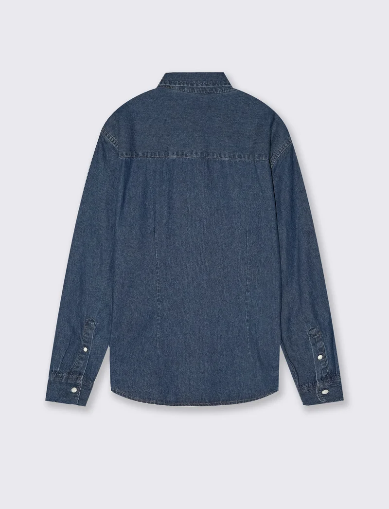 Camicia in denim slim con effetto slavato - Denim