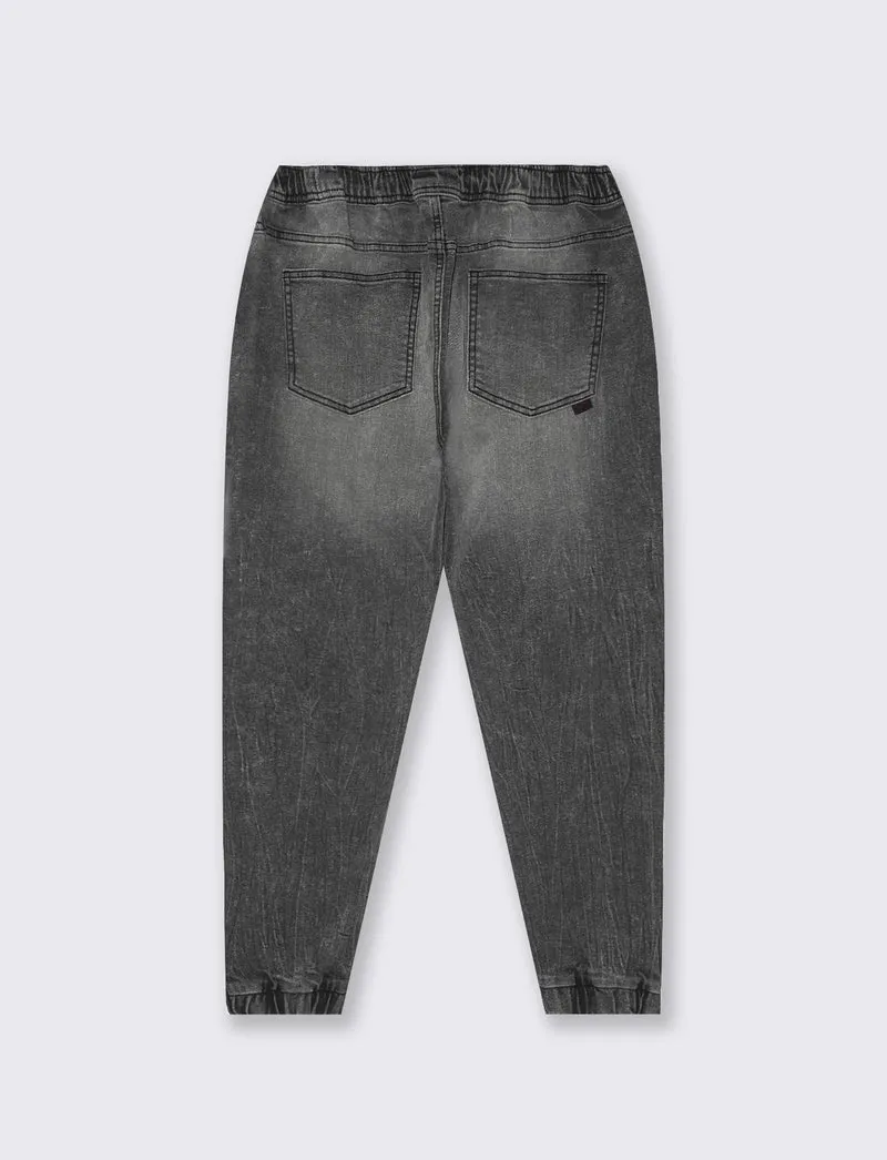 Jeans jogger con vita elasticizzata - Nero