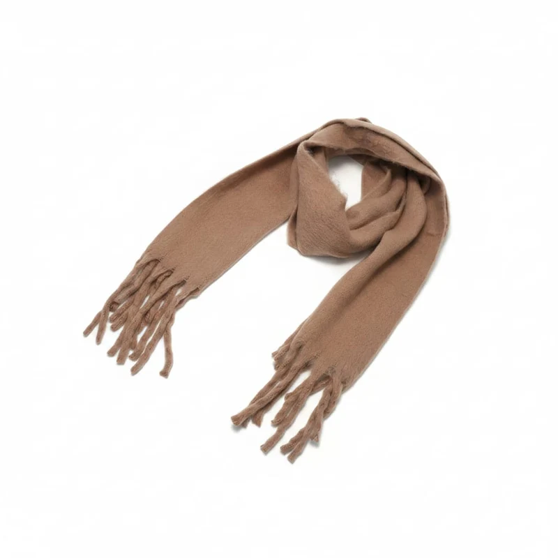Sciarpa basic con frange - Cammello