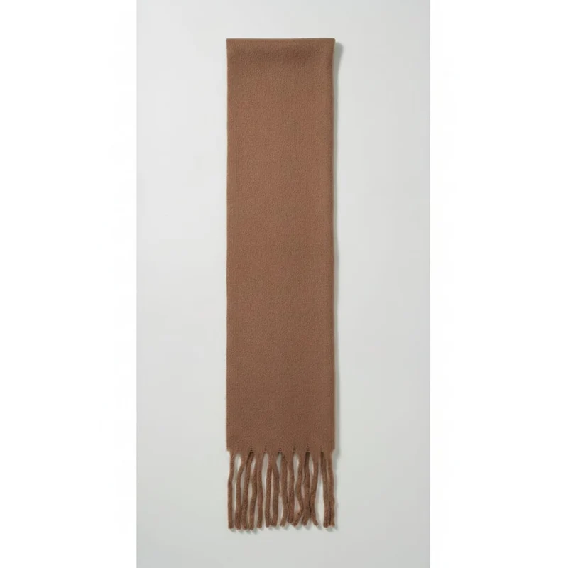 Sciarpa basic con frange - Cammello