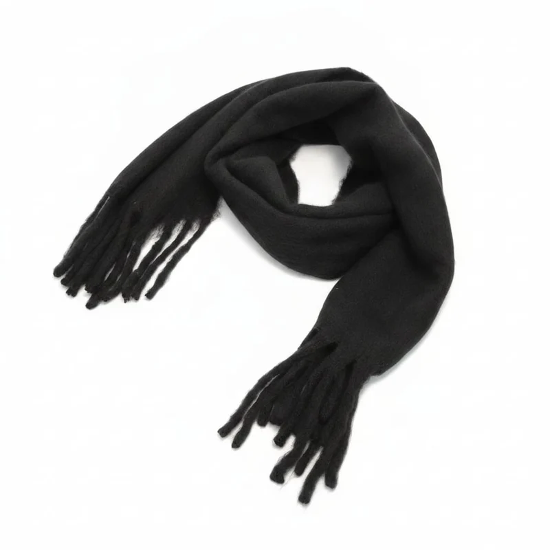 Sciarpa basic con frange - Nero