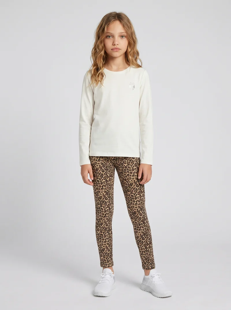 Leggings elasticizzati in cotone per bambina - Maculato
