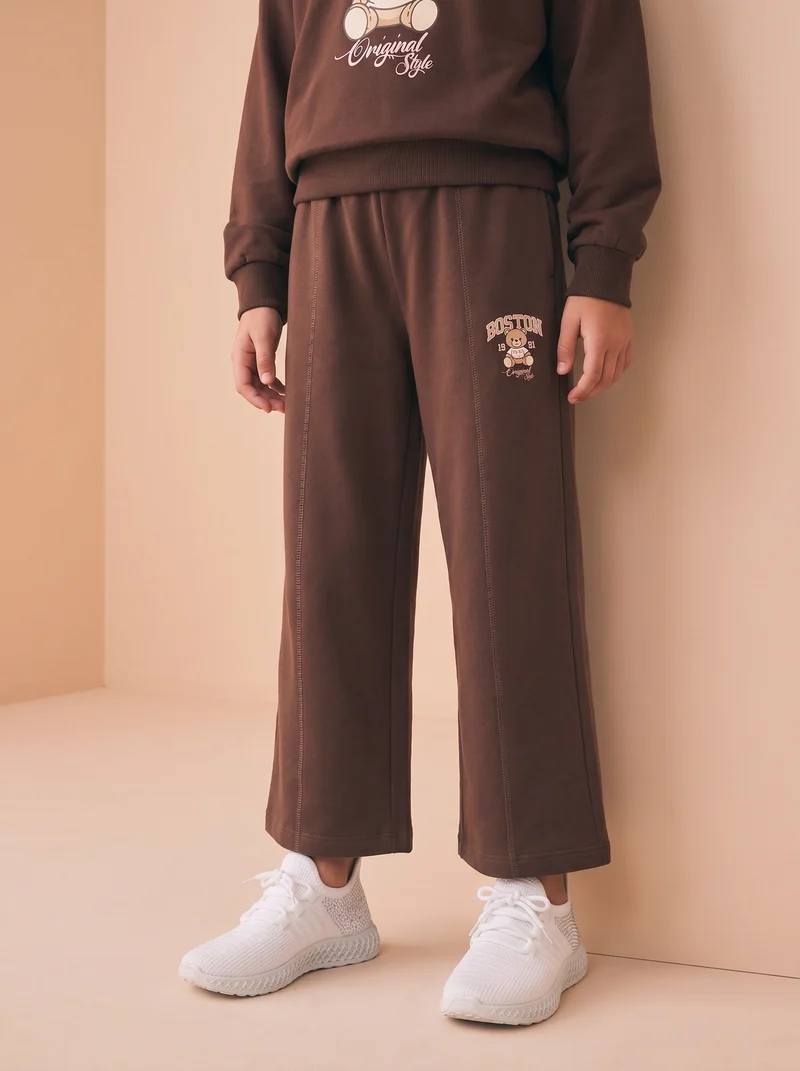 Pantafitness Jogger in Cotone per Bambina - Marrone cioccolato
