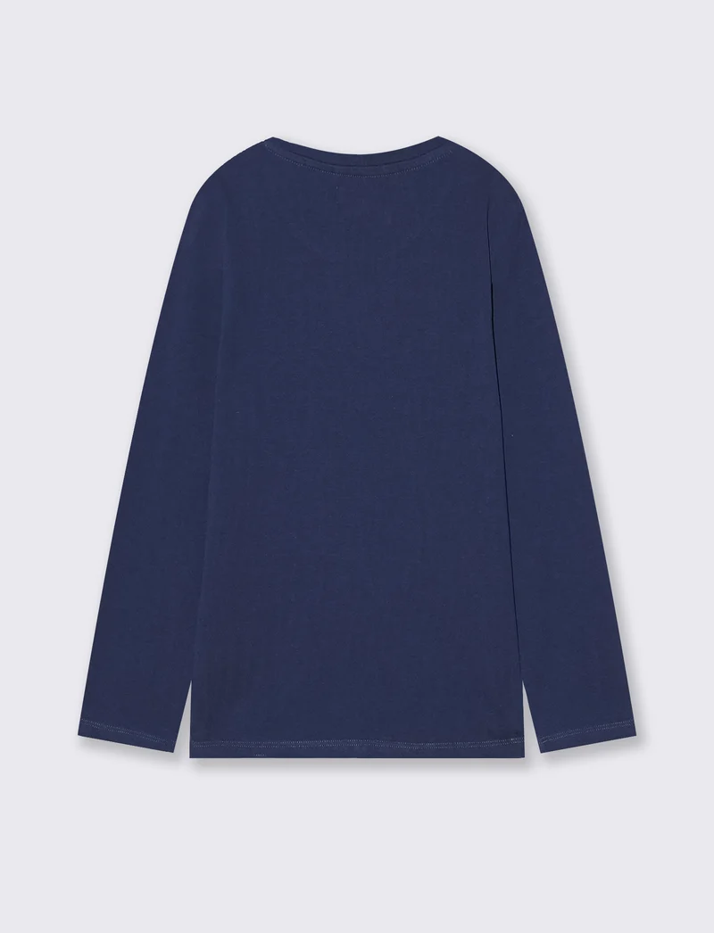 T-shirt maniche lunghe bambina in cotone - Blu