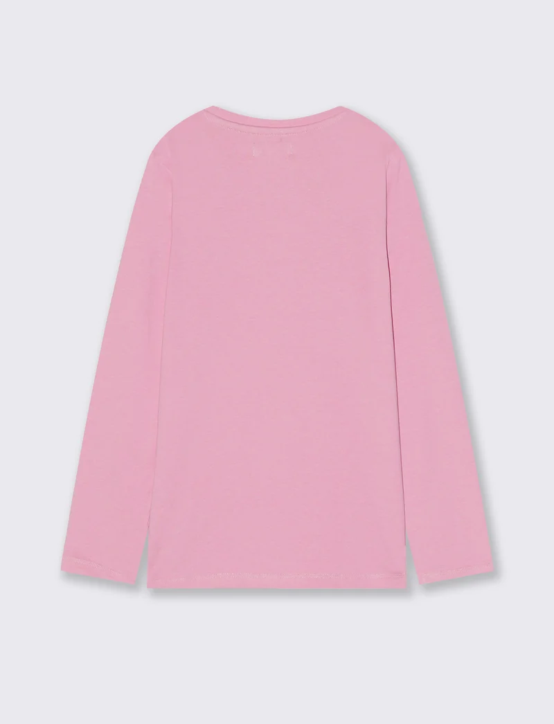 T-shirt maniche lunghe bambina in cotone - Rosa