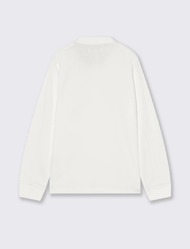 T-shirt con colletto e ricamo elegante - Bianco latte
