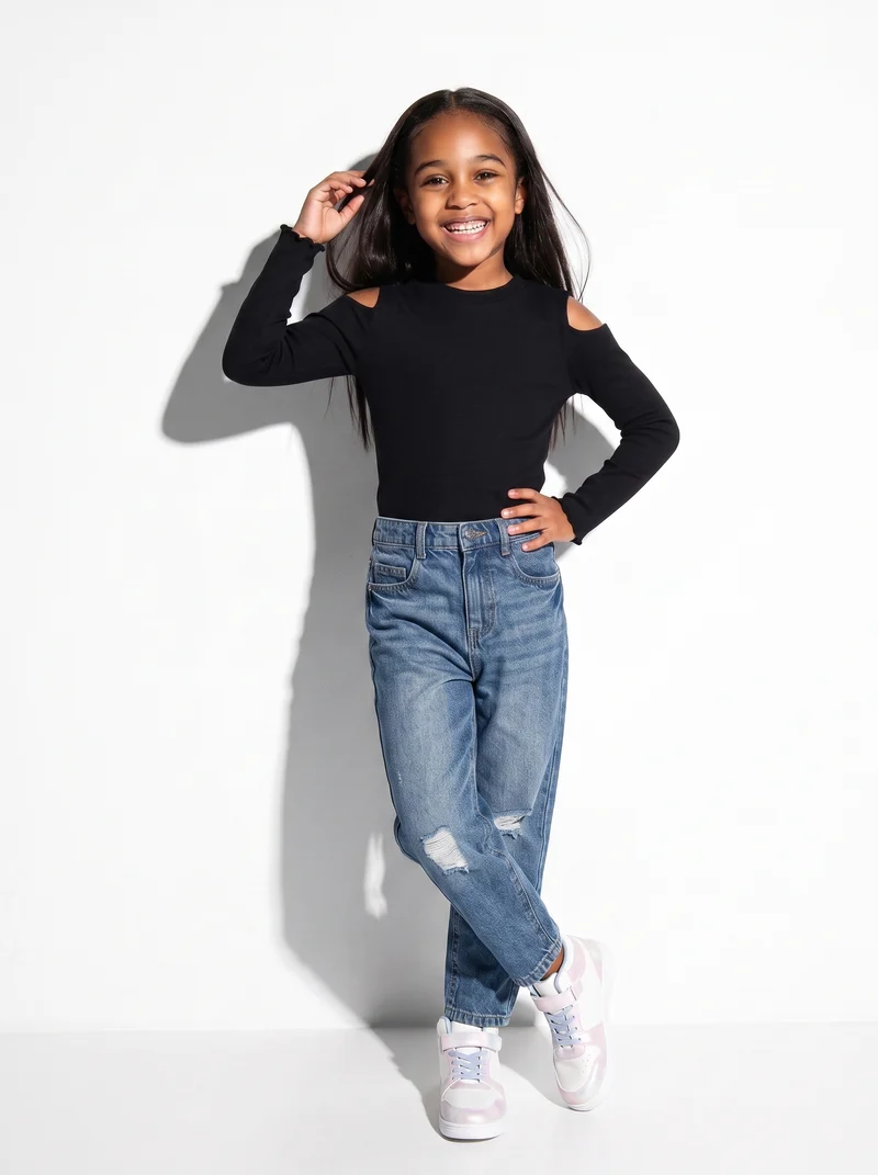 Jeans mom fit 5 tasche in denim cotone - Denim
