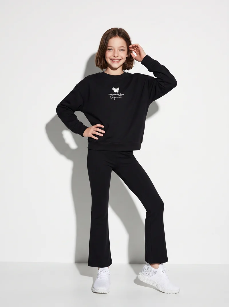 Leggings a zampa in jersey morbido - Nero