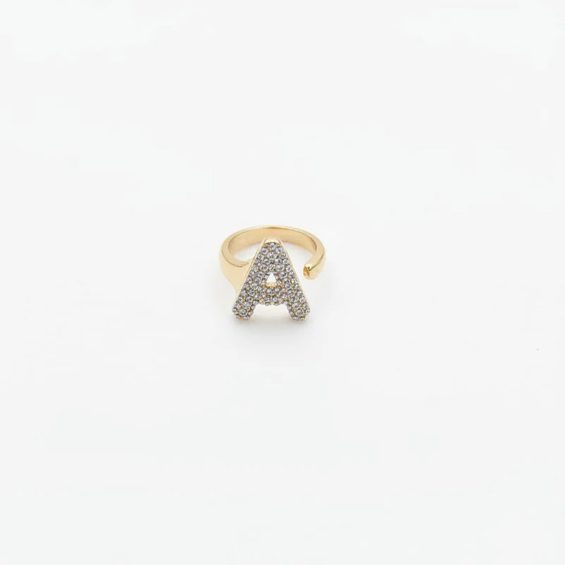 Anello lettera con strass regolabile - var 1