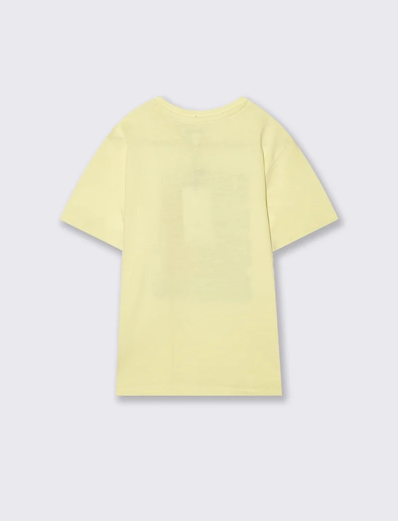 T-shirt estiva in cotone con stampa - Giallo