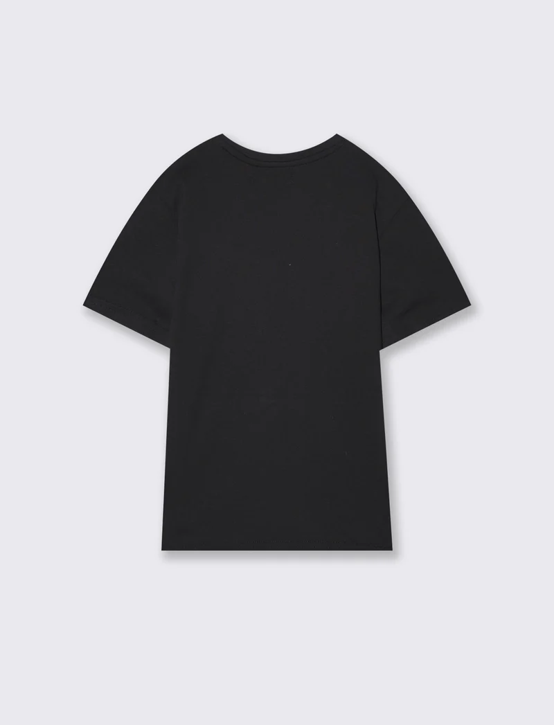 T-shirt estiva in cotone con stampa - Nero