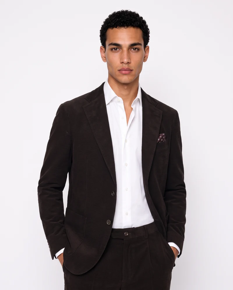 Blazer in velluto goffrato formal fit - Moro