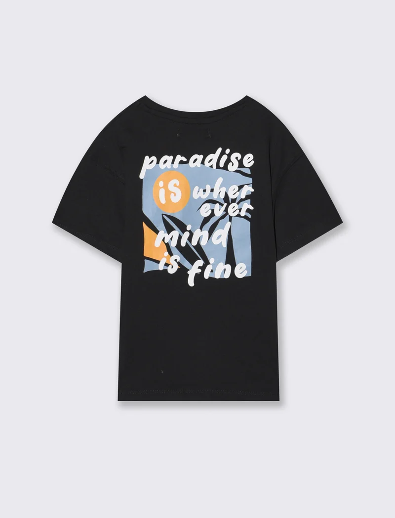 T-shirt Paradise mezza manica regular - Nero