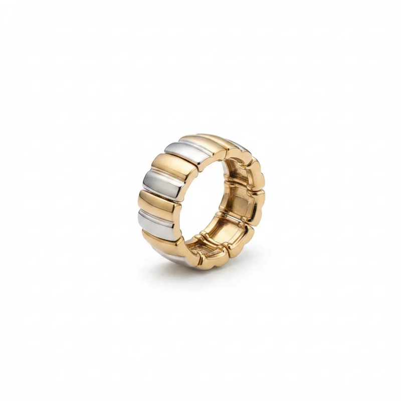 Anello a fascia elastico con finitura lucida e opaca - Multicolore