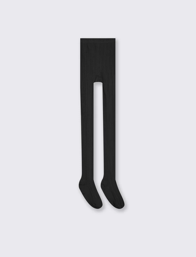 Calze elastiche con motivo ad intreccio morbido - Nero