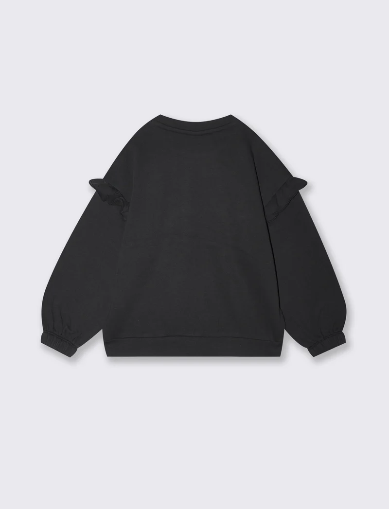 Felpa invernale con paillettes lucide - Nero
