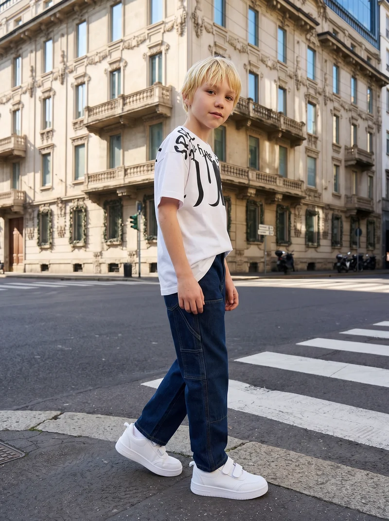 T-shirt con stampa alla moda in cotone - Bianco