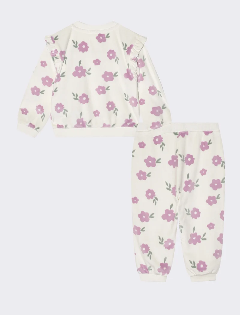 Tuta in ciniglia a fantasia per look casual - Bianco latte