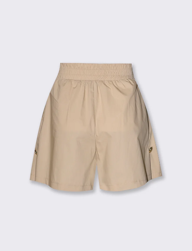 Shorts donna vita alta con bottoni - Beige corda