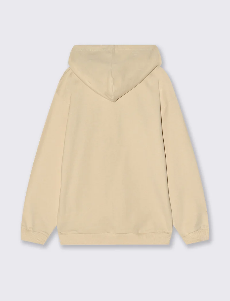 Felpa con cappuccio e stampa originale - Beige