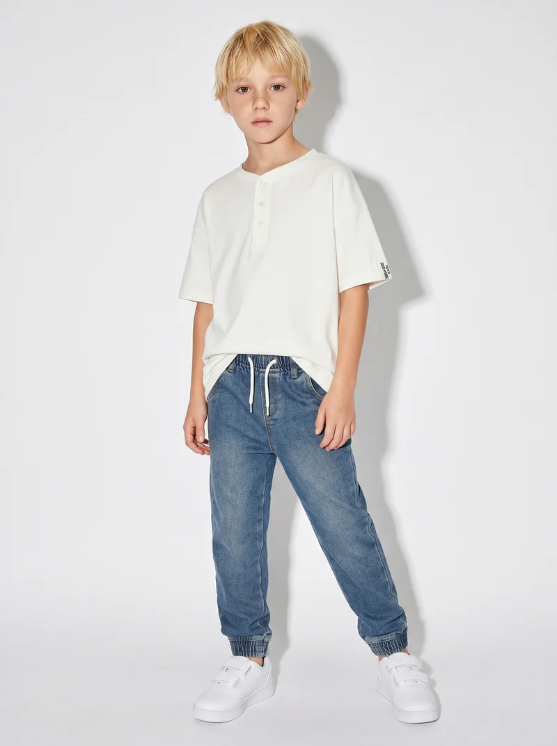 T-shirt Serafino in cotone mezza manica - Bianco