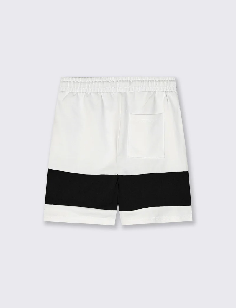 Bermuda in felpa con inserti a contrasto - Bianco