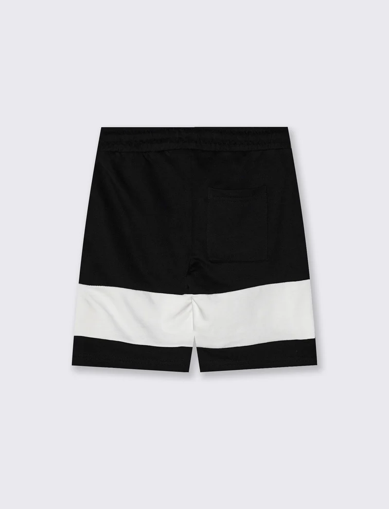 Bermuda in felpa con inserti a contrasto - Nero