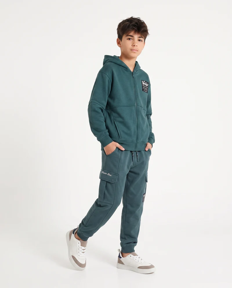 Jogger in felpa con tasche e stile retrò - Verde