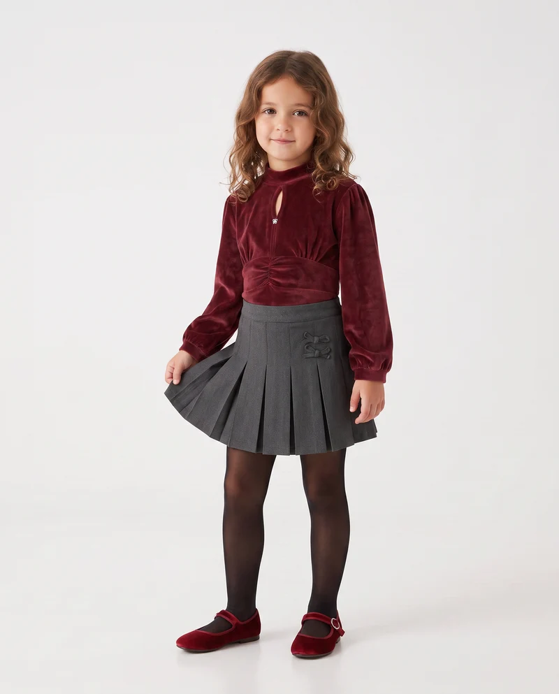 Body invernale bambina in ciniglia morbida - Bordeaux