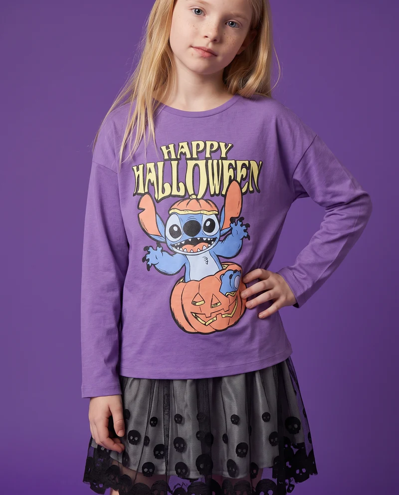 T-shirt manica lunga Halloween Stitch Disney - Viola