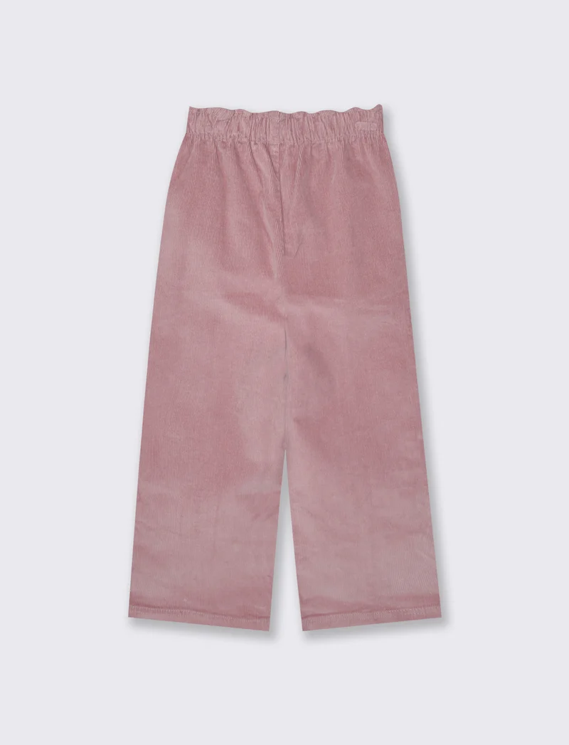 Pantaloni in velluto elastico gamba larga - Rosa