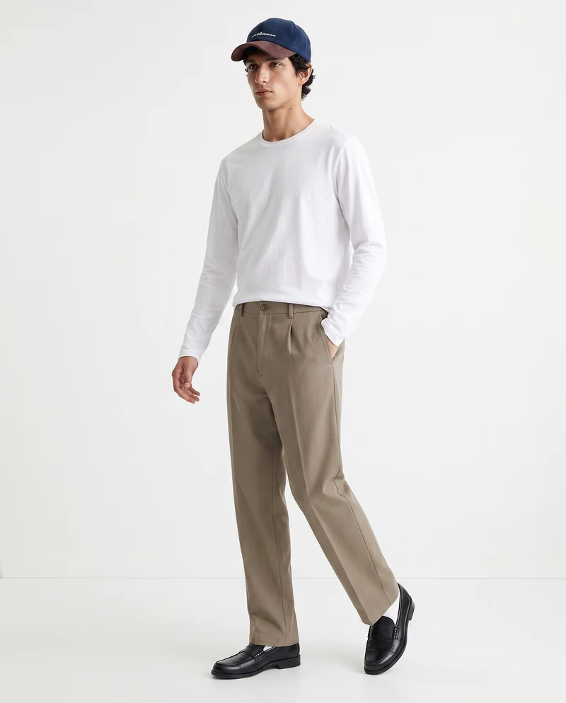 Pantaloni Chino Pinces Straight Fit - Beige