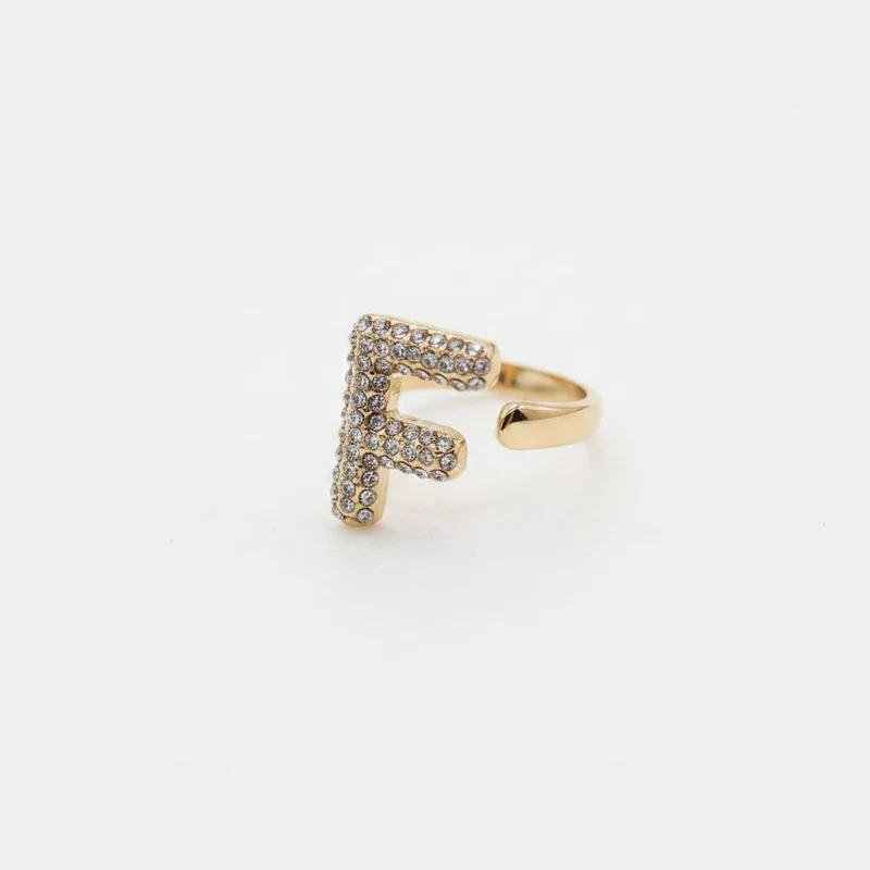 Anello lettera con strass regolabile - var 3