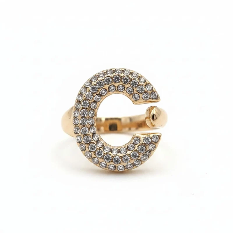 Anello lettera con strass regolabile - var 2