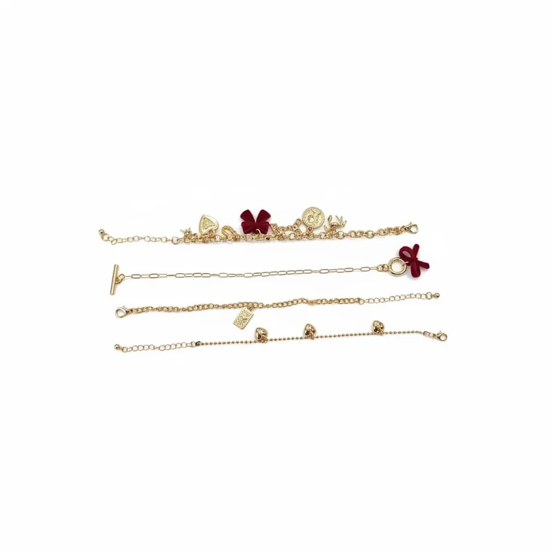 Card 4 Bracciali Fiocchi e Cuori - Bordeaux