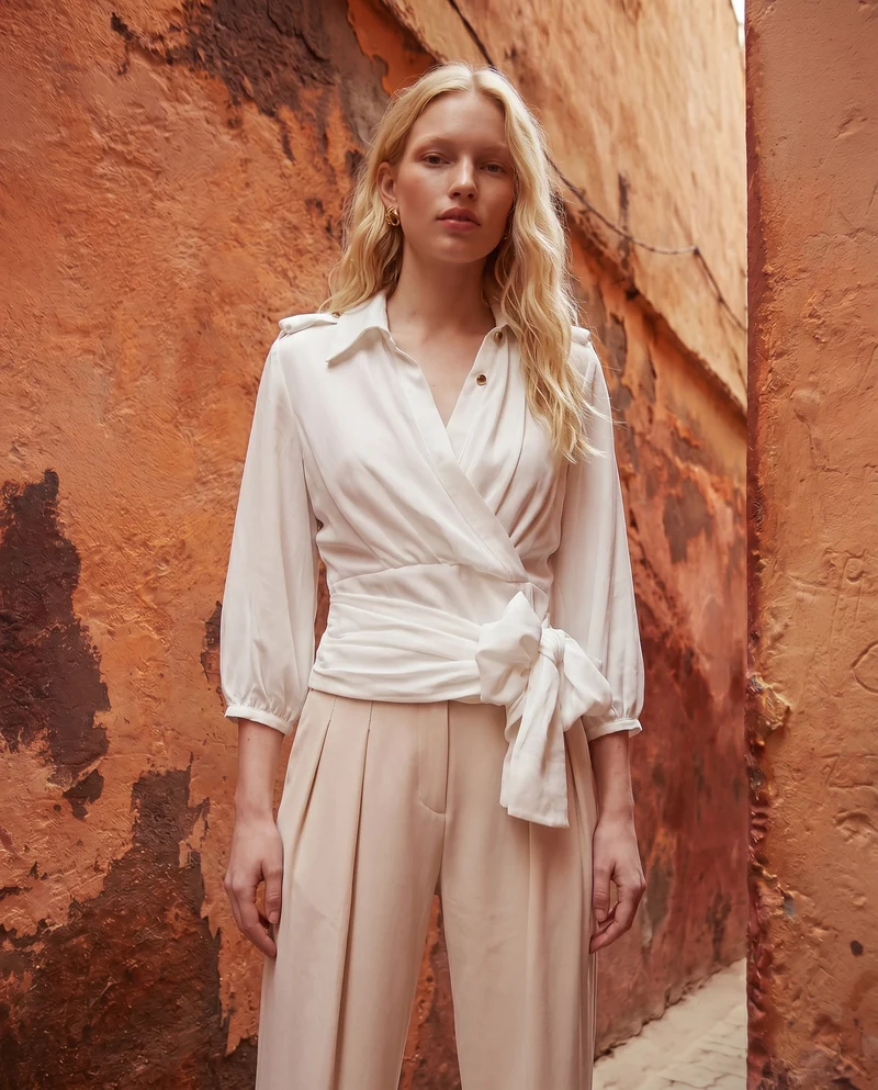 Casacca incrociata donna con dettagli - Bianco