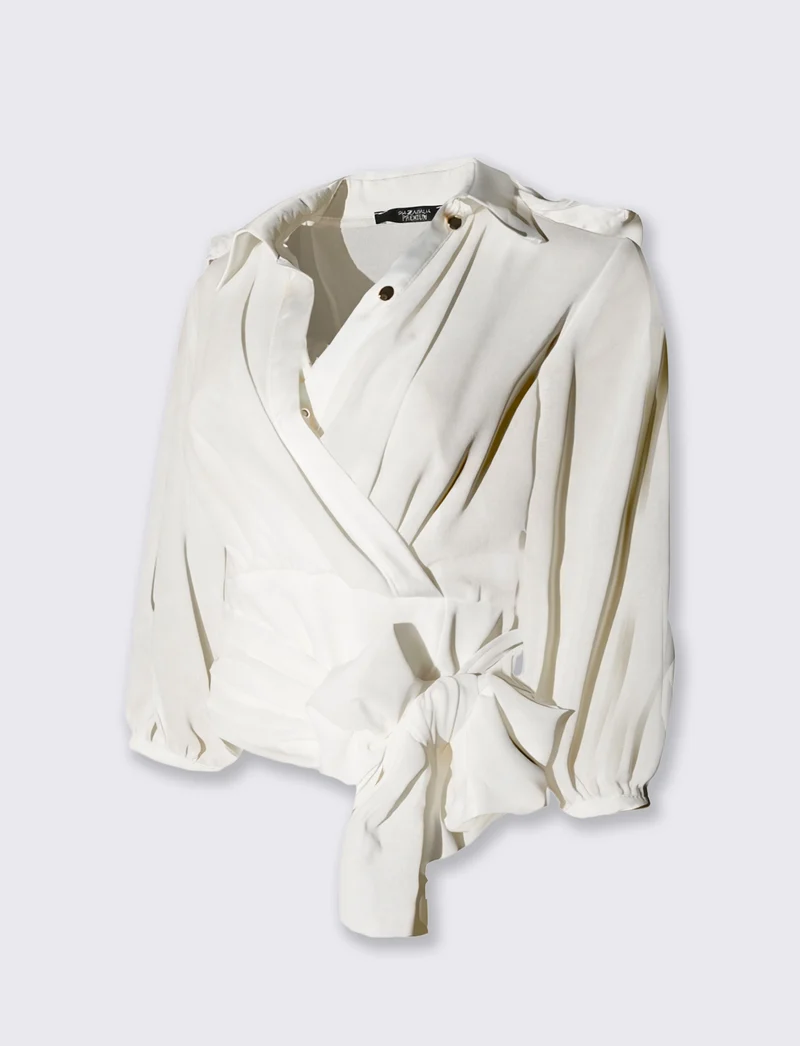 Casacca incrociata donna con dettagli - Bianco