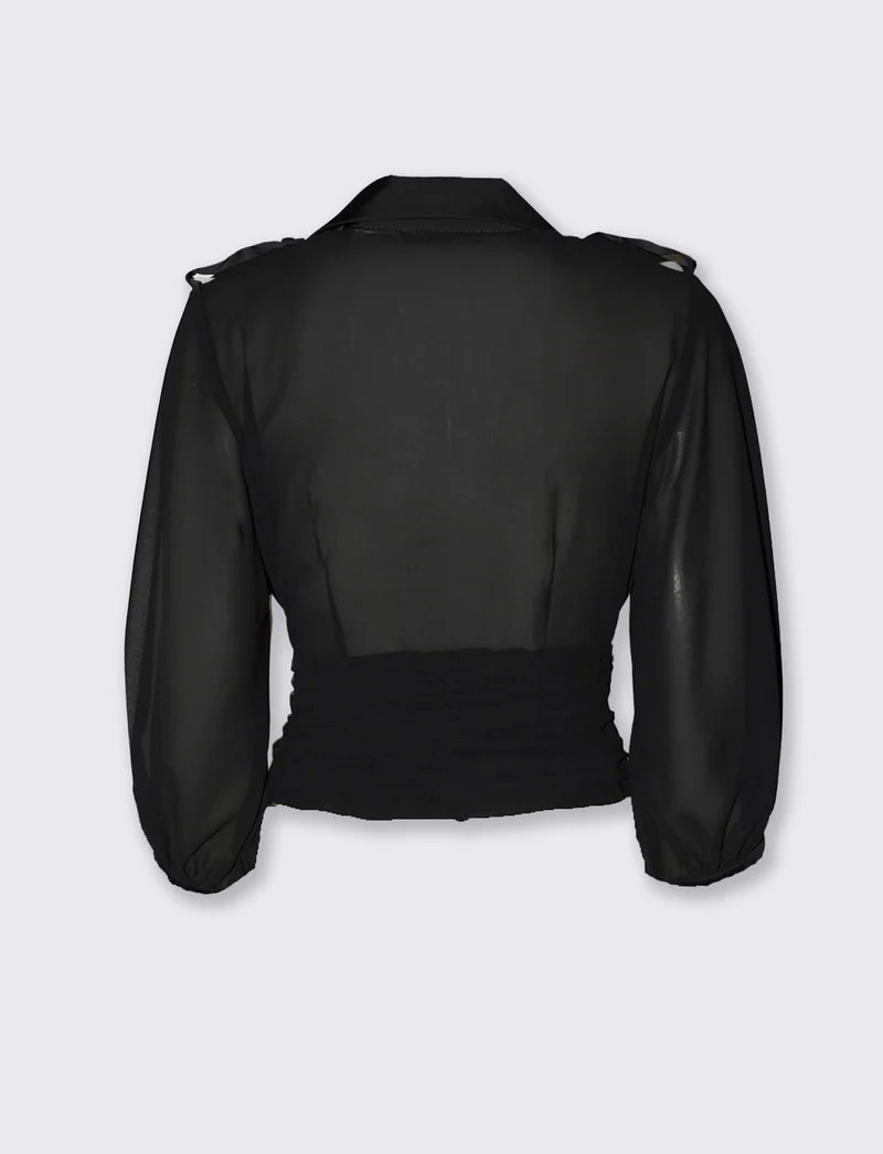 Casacca incrociata donna con dettagli - Nero