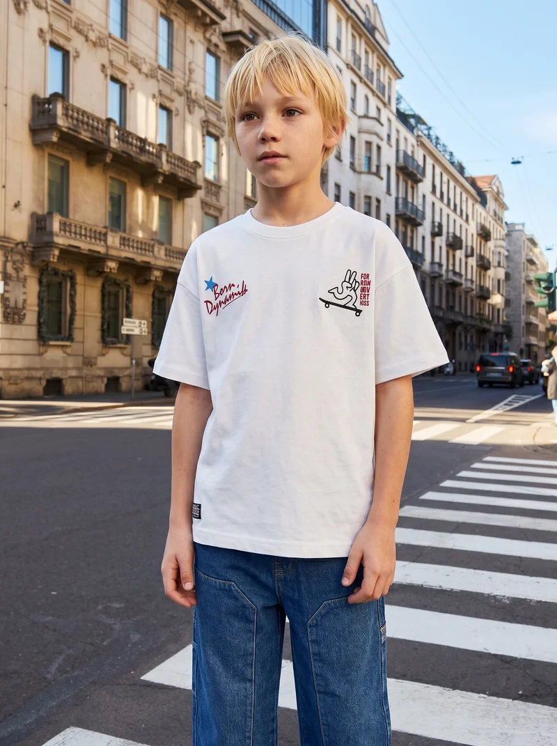 T-shirt con stampe e vestibilità loose - Bianco