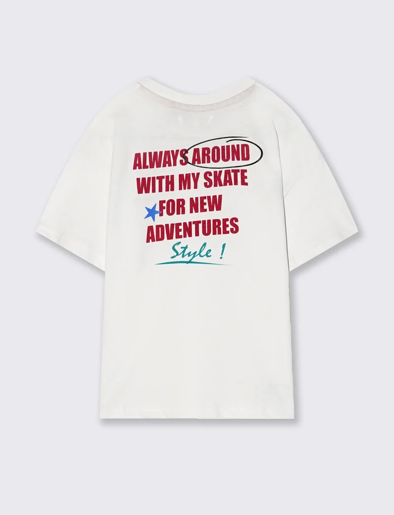 T-shirt con stampe e vestibilità loose - Bianco