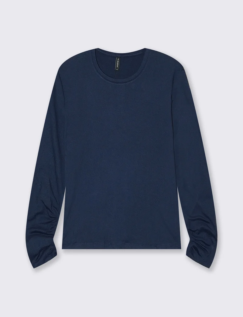 T-shirt basica manica lunga slim fit - Verde petrolio