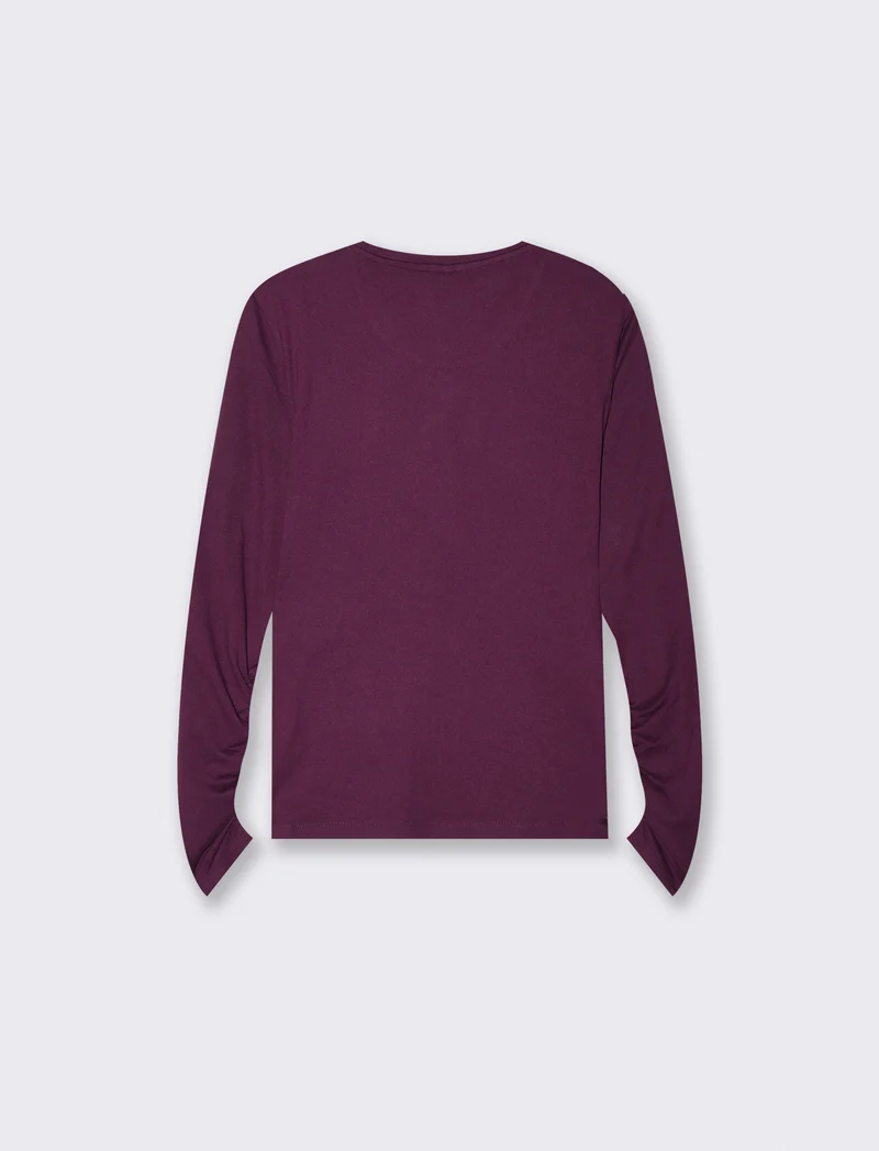 T-shirt basica manica lunga slim fit - Bordeaux