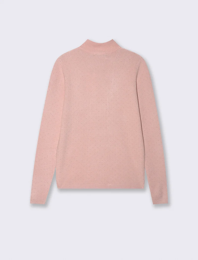 Maglia manica lunga mezzo collo - Rosa polvere