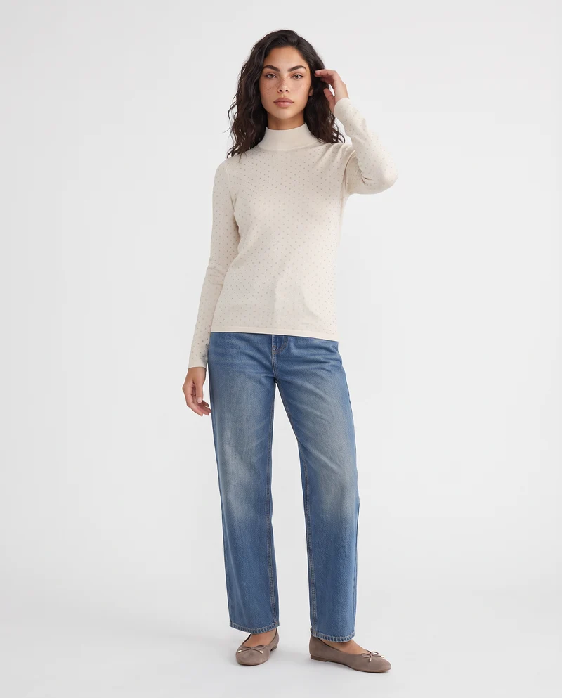 Maglia manica lunga mezzo collo - Avorio