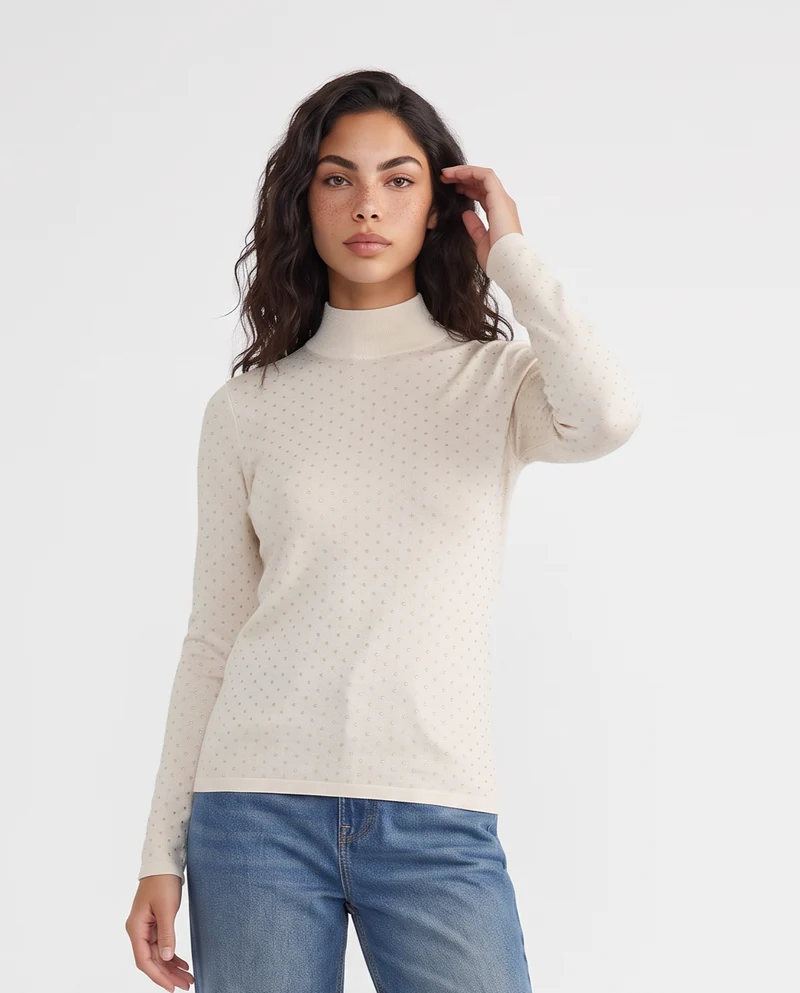 Maglia manica lunga mezzo collo - Avorio